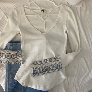 Free people waffle vneck